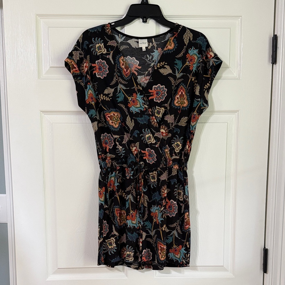 Kaileigh Black Floral Paisley Romper